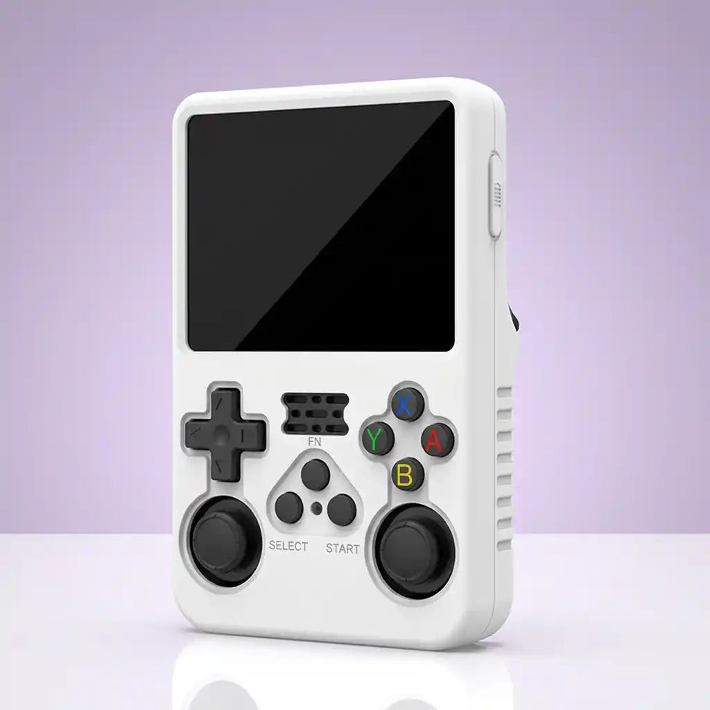 White silicone protective shell fitted to the Pocket Retro console